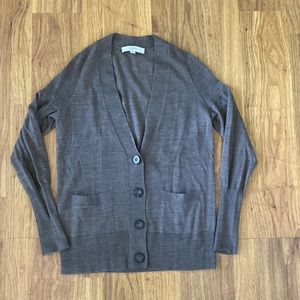 Loft v-neck button cardigan in brownish gray